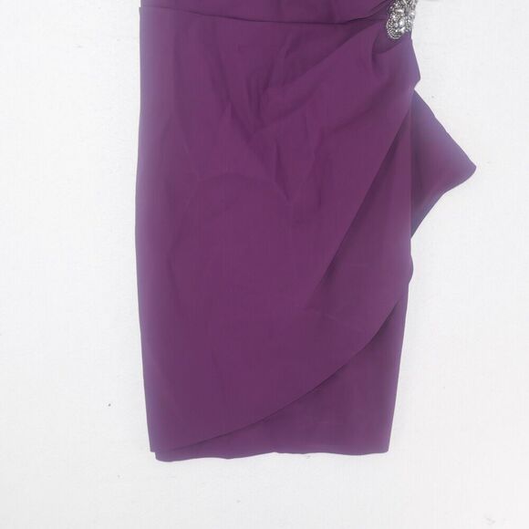 NEW Alex Evenings Summer Plum Purple Side Ruched Cocktail Dress Women's 8 $229 - Picture 6 of 12
